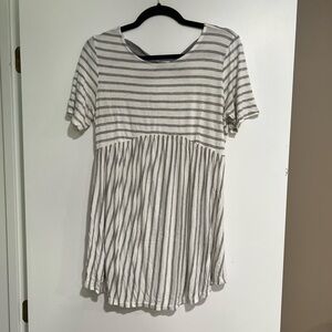 PinkBlush Grey Striped Crisscross Back Peplum Maternity Top